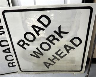 Reflective "Road Work" Signs Qty 2, "Road Work Ahead" 29.5" x 29.5" And "End Road Work" 18" x 38"