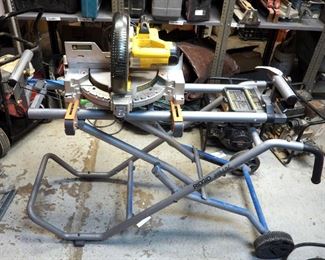DeWalt 10" Compound Miter Saw, Model DW713, With Ridgid MS-UV Mobile Miter Saw Utility Vehicle, Includes Ridgid Mounting Braces