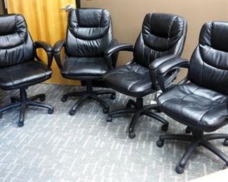 Office Star Products Faux Leather Rolling Adjustable Office Chairs, Qty 4
