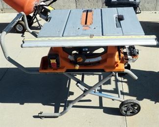 Ridgid 10" Electric Table Saw, Model R45101, On Ridgid Table Saw Utility Vehicle, Model TS-UV
