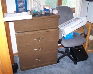1950s CHEST OF DRAWERS, DESK CHAIR & MORE
