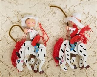 #30 Pair Wooden Cowboy Ornaments $20