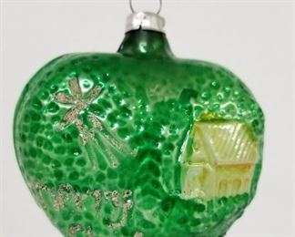 #45  Merry Christmas Heart Glass Ornament $14 