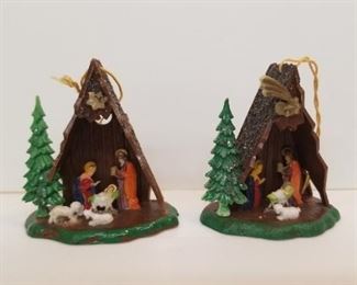 #44 Pair Miniature Nativity Ornaments $16 