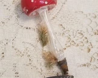#62 Glass Mushroom Clip Ornament $8