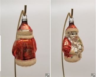 #64 Small Glass Santa Ornament $8