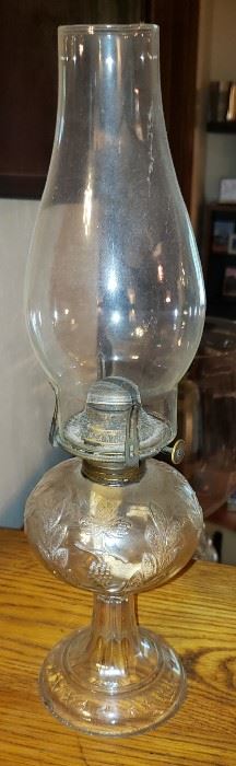 Vintage Etched Hurricane Lamp
