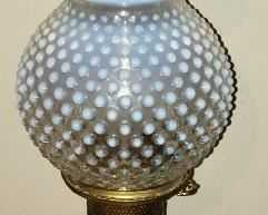 Fenton Opalescent Hobnail Hurricane Lamp 1 of 2