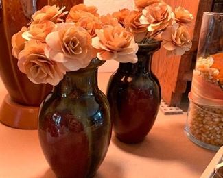 Pr. of small vtg.  glazed vases