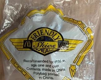 Vtg. United Airlines - Ronald McDonald's Frendly Skies Meal toy in original bag