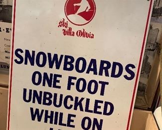 Vtg.  Villa Metal Olivia Snowboard sign