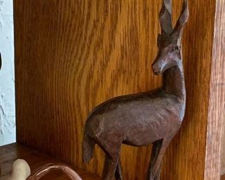 Wood carved deer 