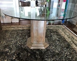 54” round glass top table with pedestal base
