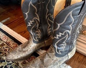 Men’s snakeskin cowboy boots, size 12