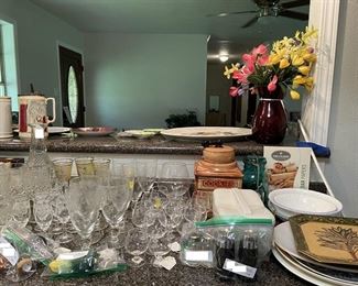 McCoy Cookie Jar, More Crystal and Glassware. Vintage Refrigerator Box and More Vintage Salt and Pepper Sets