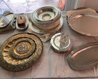 Solid Silver and Silver Plate Items. Indian Design Copper Plates.