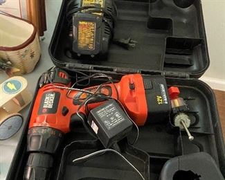 Black and Decker Drill with Battery and Charger, Dewalt Charger with Battery