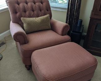 $60  Tufted back chair with footstool