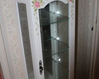 painted curio cabinet, lighted