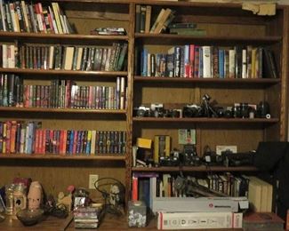 Camera equipment and lots of books