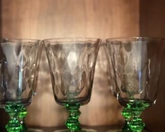 Green stem wine glasses