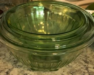 Green Depression Mixing Bowls