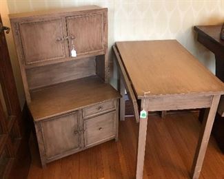 Handmade child’s table and cabinet