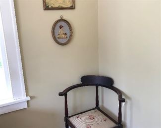 corner needlepoint chair, pictures