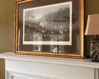 hunt scene picture, lamp