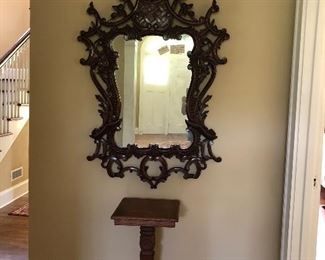 large ornate mirror (came from house next to govenors mansion in Atlanta, plant stand