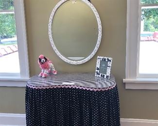 kidney dressing table, mirror, poodle, frame