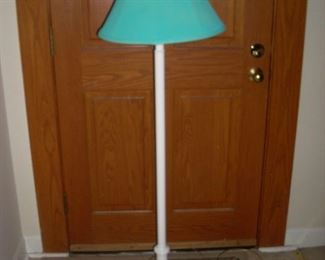 White floor lamp with turquoise shade