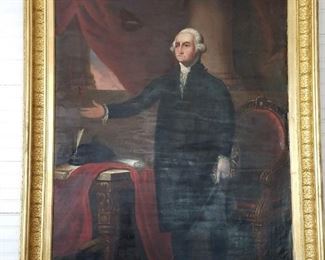 painting copy of Gilbert Stuart's Lansdowne. Paintng and frame are restored.
