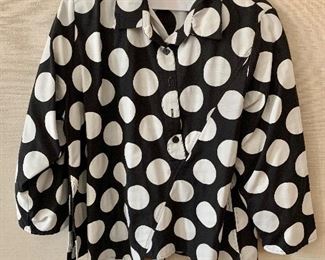 $30 - Ela black with cream circles cotton/polyester blouse. Size 1X