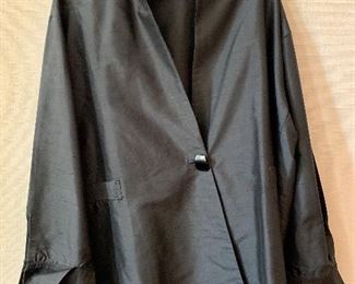 $75 - Louis Simon for LA "Libellule" black silk one-button jacket.  Size XL.