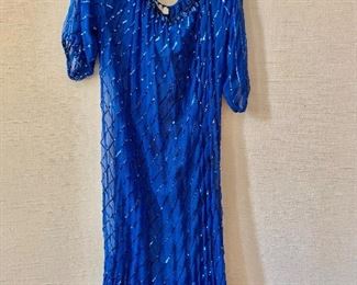 $30 - Swee Lo (New York/St. Thomas) 100% silk blue sequin beach cover-up. Estimated size 2X.