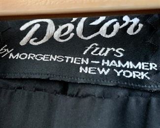 $1800 Detail:  Label.  DeCor Furs by Morgenstien-Hammer full length mink coat.  Estimated size 1X/2X.