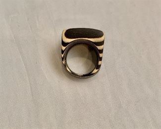 $30 Detail; Second view. Wood ring. Top approx. 1"L x .75"W