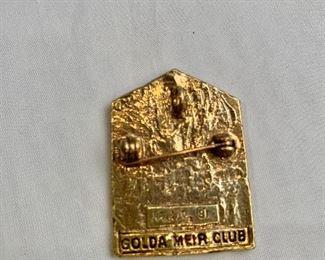 Detail:  Back view. Golda Meir Club 1981 pin.  
