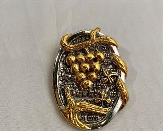 $20 - Frank Meisler (Israel), signed, gold and silver tone pin. 2"L