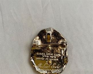 Michael Erole, signed, Woman of Valor (Golda Meir Club) gold and silver tone pendant/pin.  1.5"H x 1.25"W 