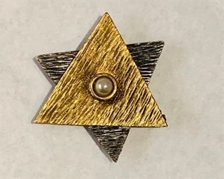 $20 Yaacov Agam, 1979, Golda Meir Club Star of David pendant/pin. 1.5”$20