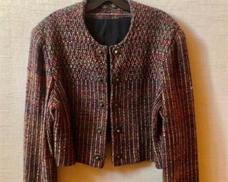 $60 - Kathleen Weir-West (Designer/ Weaver) multicolored jacket. Size 12