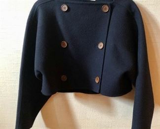 $125 - Vintage Geoffrey Beene double breasted navy blue bolero jacket. Size 8