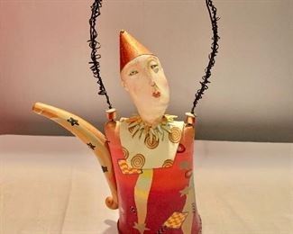 $130; Polymer clay teapot, signed Laura Balombini; 12.5" tall.  