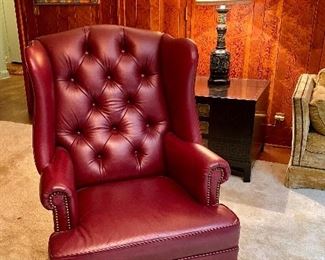 Sherrill leather wingback chair