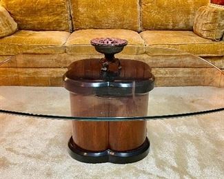Mid century glass top cocktail table