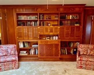 Books, custom upholstered chairs
