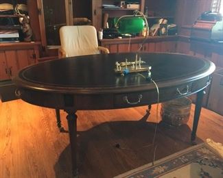 Leather Top Oval Desk