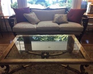 Glass and Brass Coffee Table